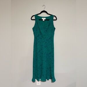 Vintage 90s Floral Sleeveless Midi Dress Medium Empire Waist Mermaid Babydoll